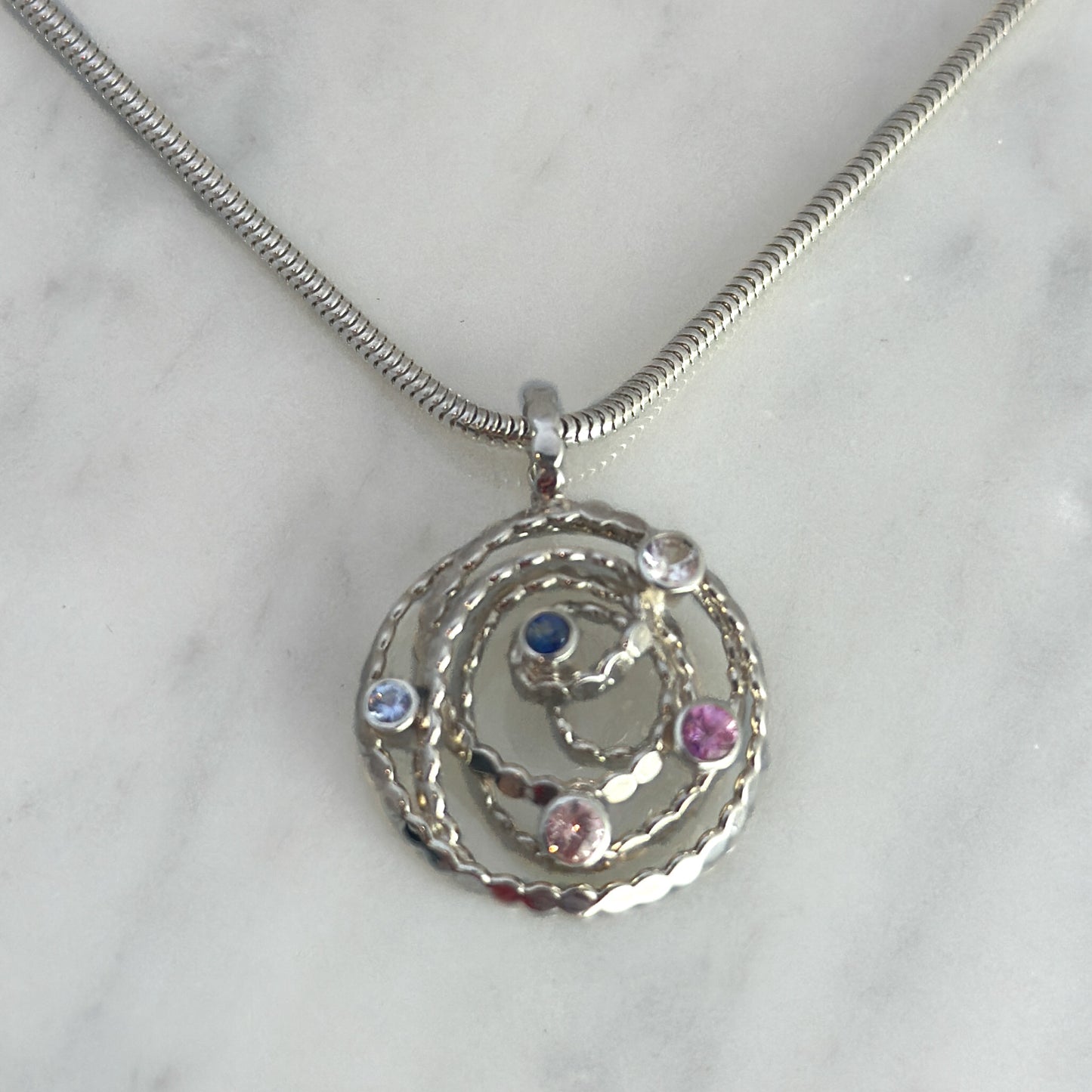 Pyllau (Pools) Pendant with Sapphires