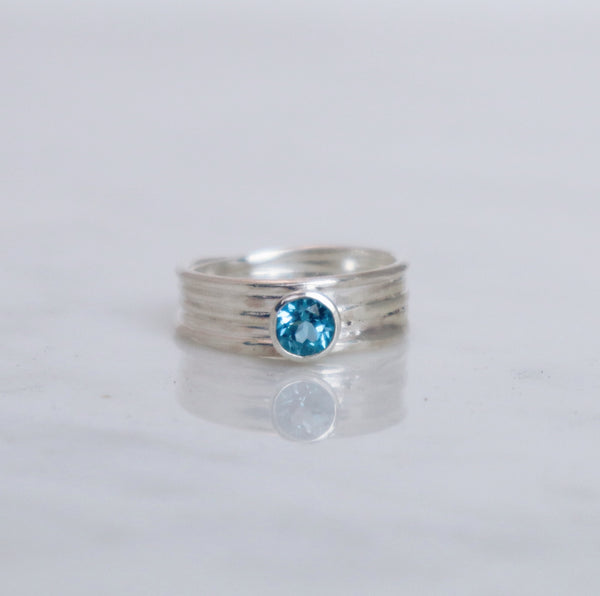 Swiss Blue Topaz Silver Wrapped Ring