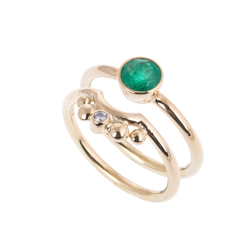 Gold with Emerald Nestle Ring