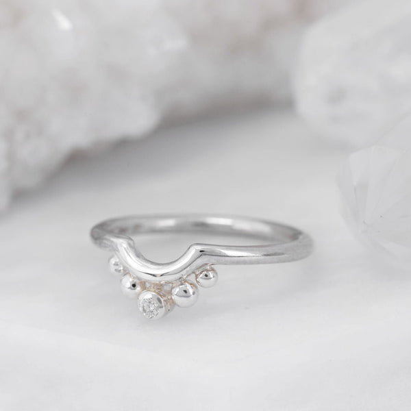 Platinum Diamond and Granulation Nestling Wedding Ring