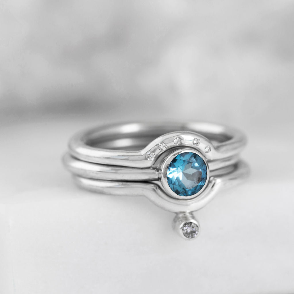 Platinum with Diamond Nestling Wedding Ring