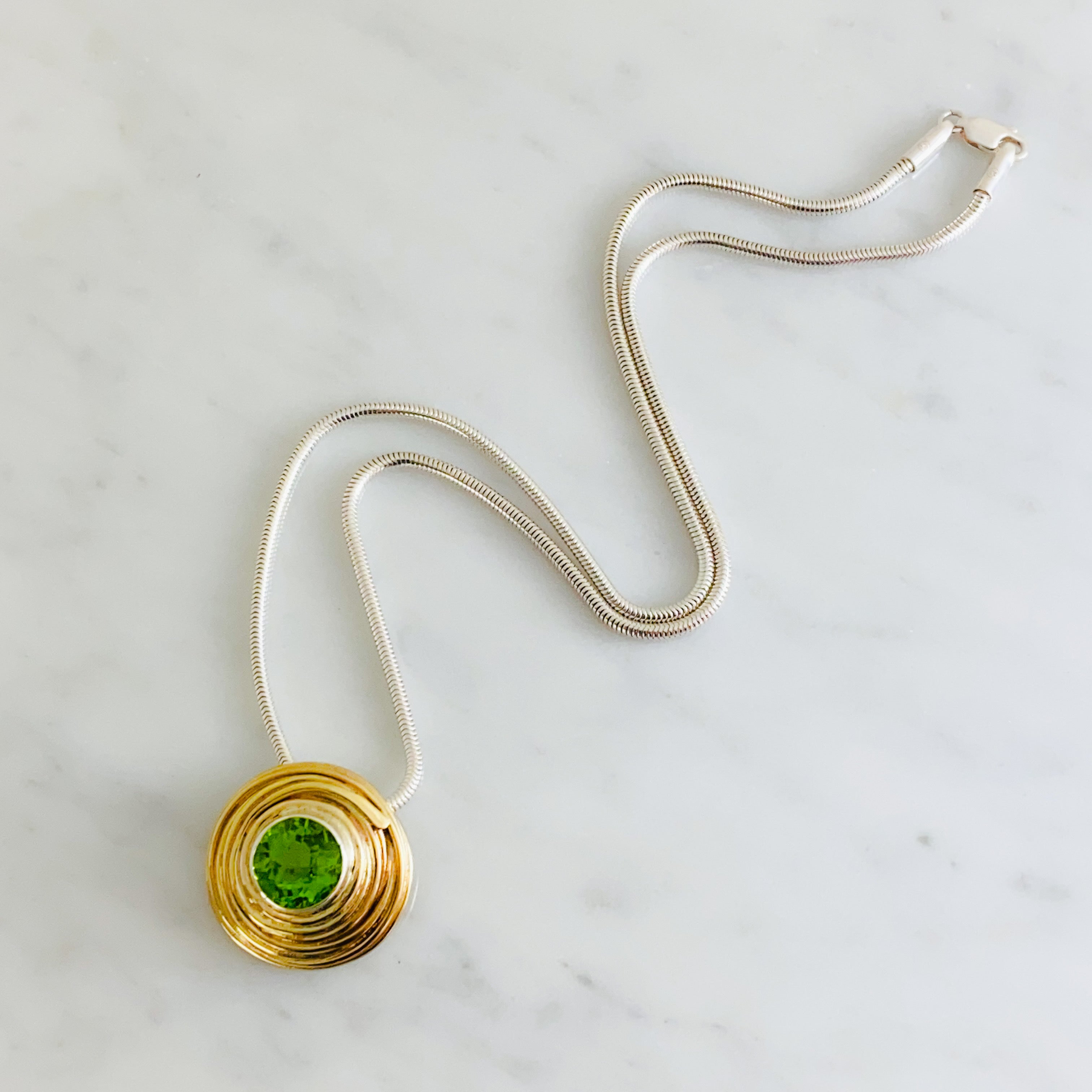 Togetherness Peridot and Gold Wrapped Pendant