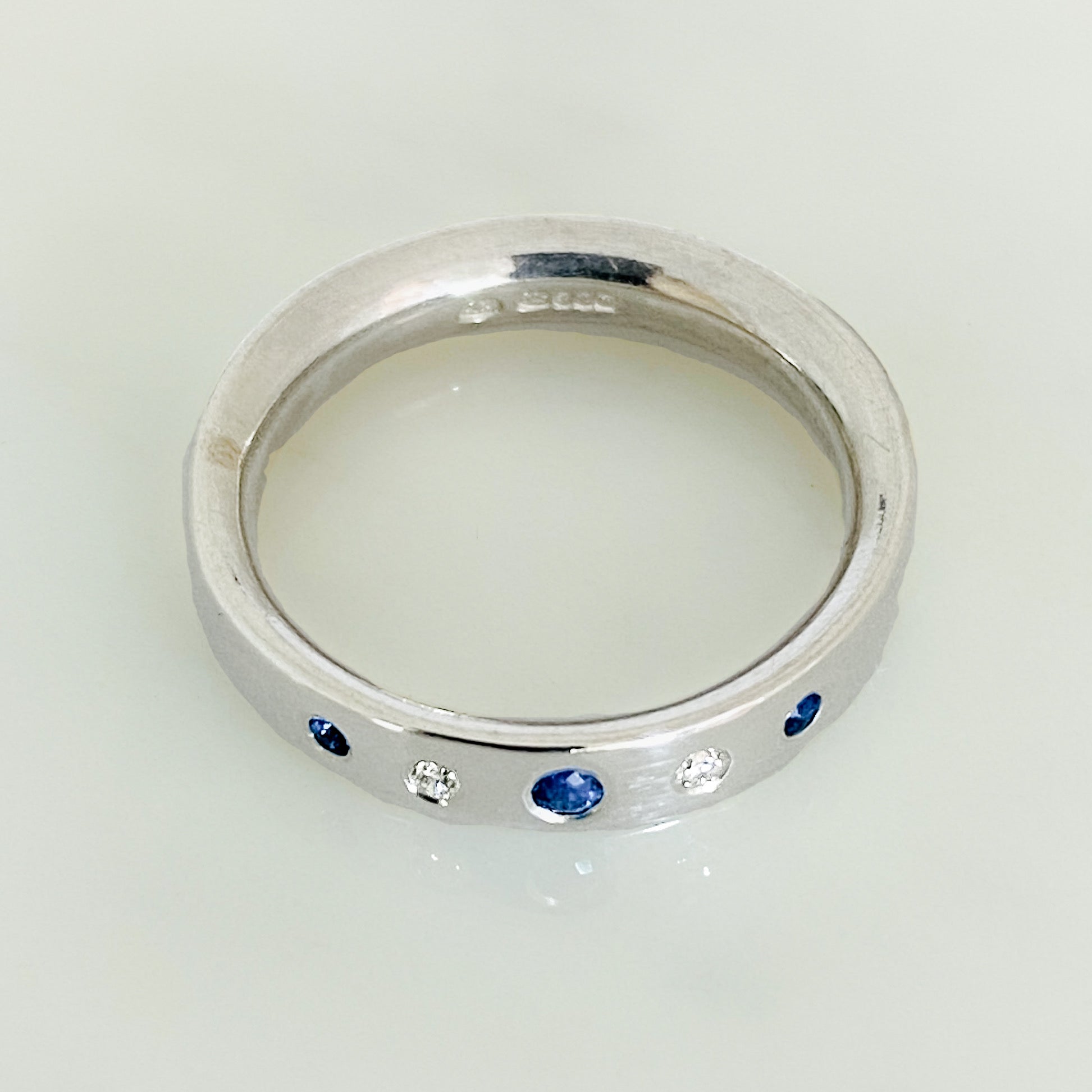 Serendipity White Gold Diamond and Sapphire Row Ring