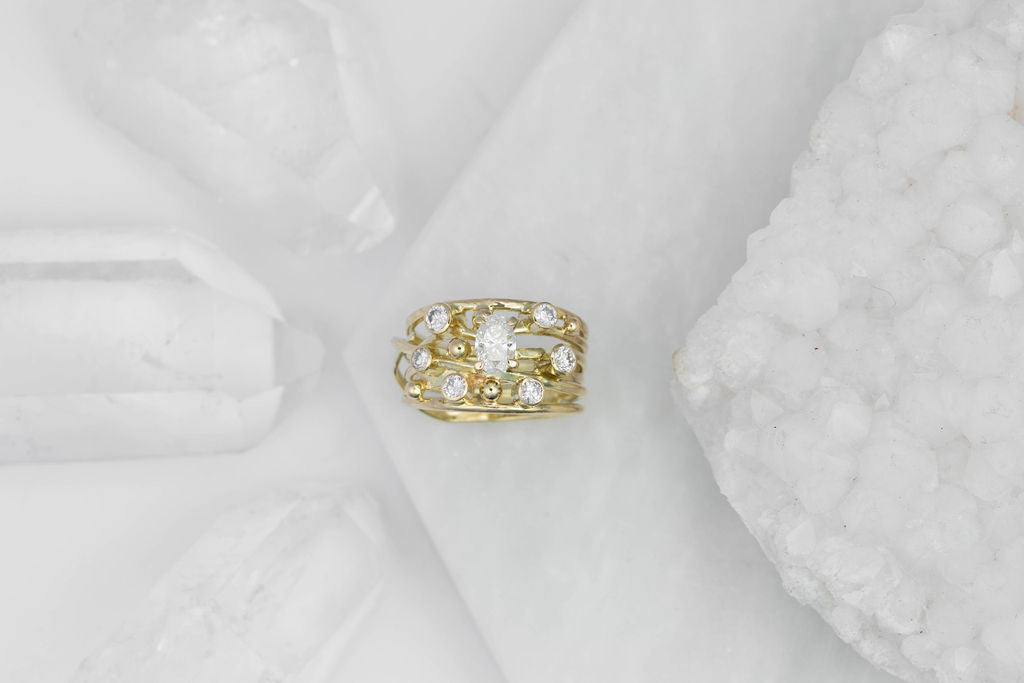 Gold (18ct) Flowing Ring with 1 Carat Scatter of Diamonds