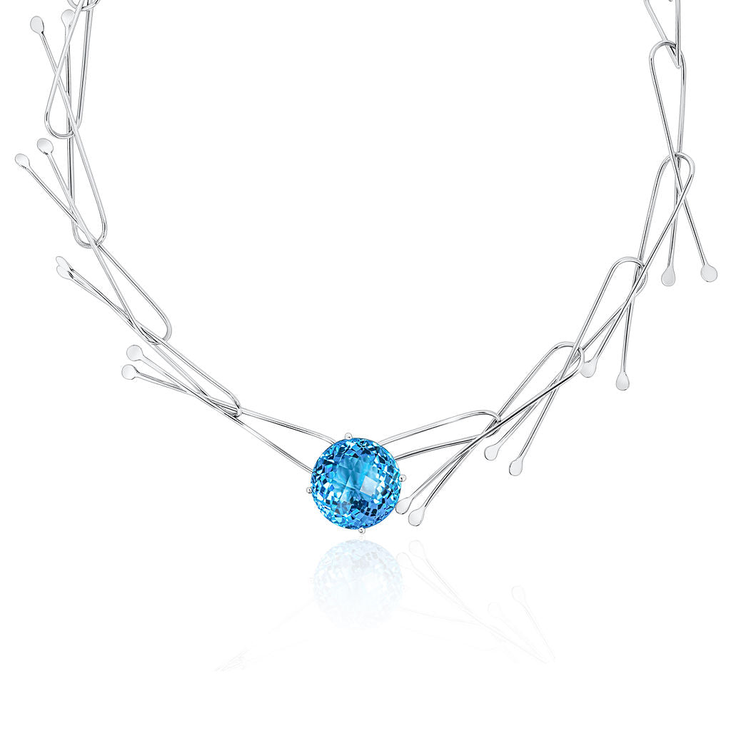 ‘Y Fenai’ Swiss Blue Topaz and Sterling Silver Necklace