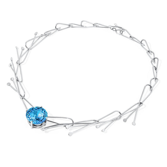 ‘Y Fenai’ Swiss Blue Topaz and Sterling Silver Necklace