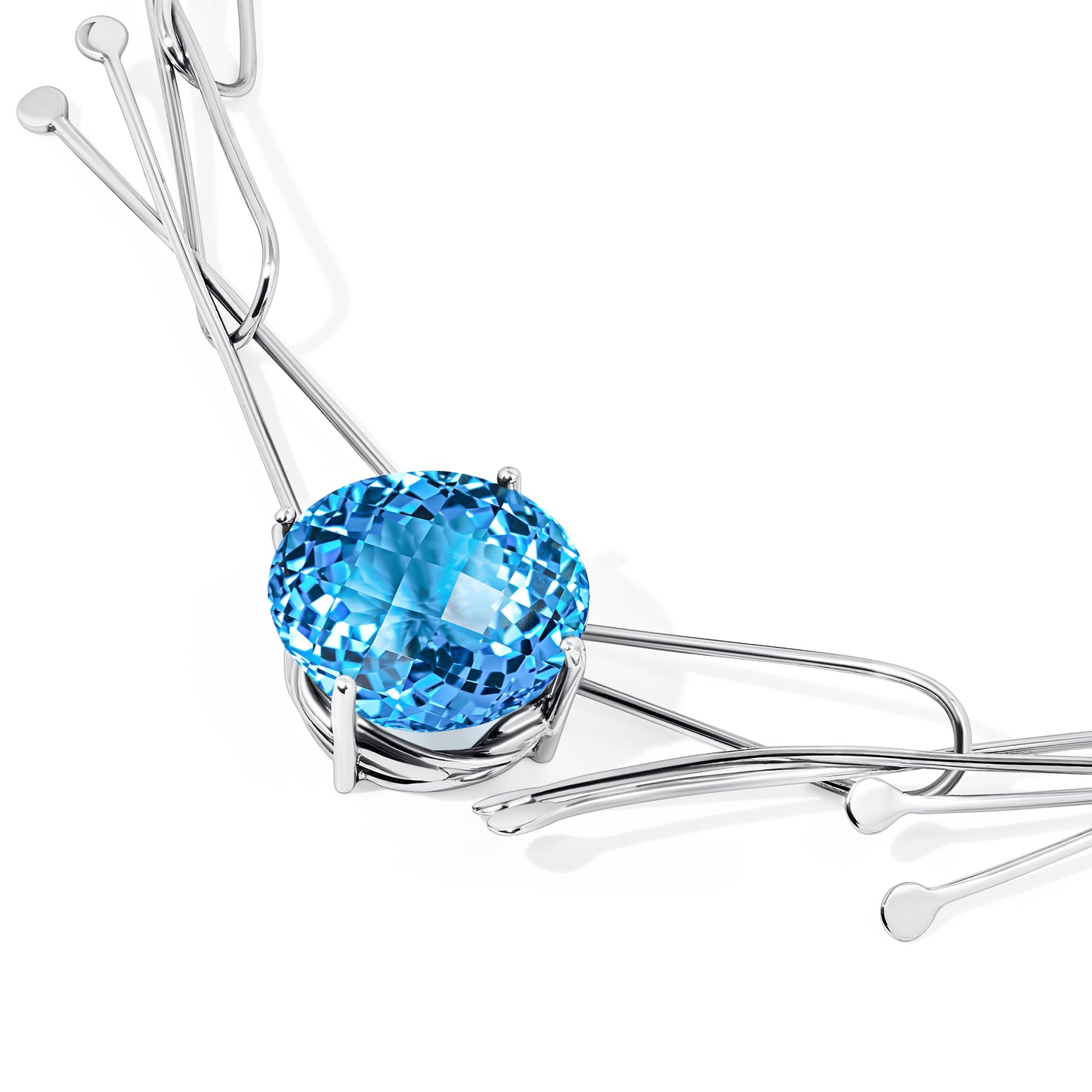 ‘Y Fenai’ Swiss Blue Topaz and Sterling Silver Necklace