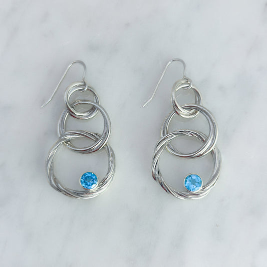 Trobwyll (Whirlpool) Earrings with Swiss Blue Topaz