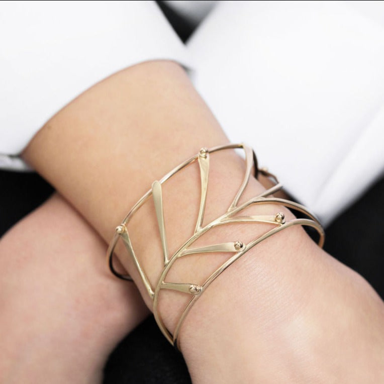 Breichled Cyff Rhedyn Aur