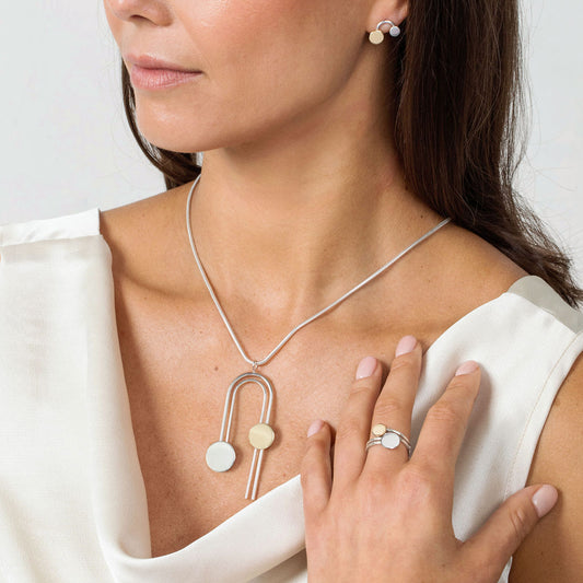 Boudica Gold and Silver Twin Arch Pendant