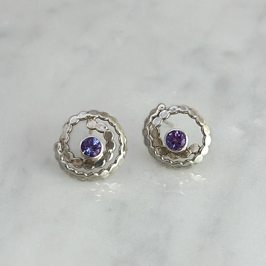 Pyllau (Pools) Studs with Tanzanite