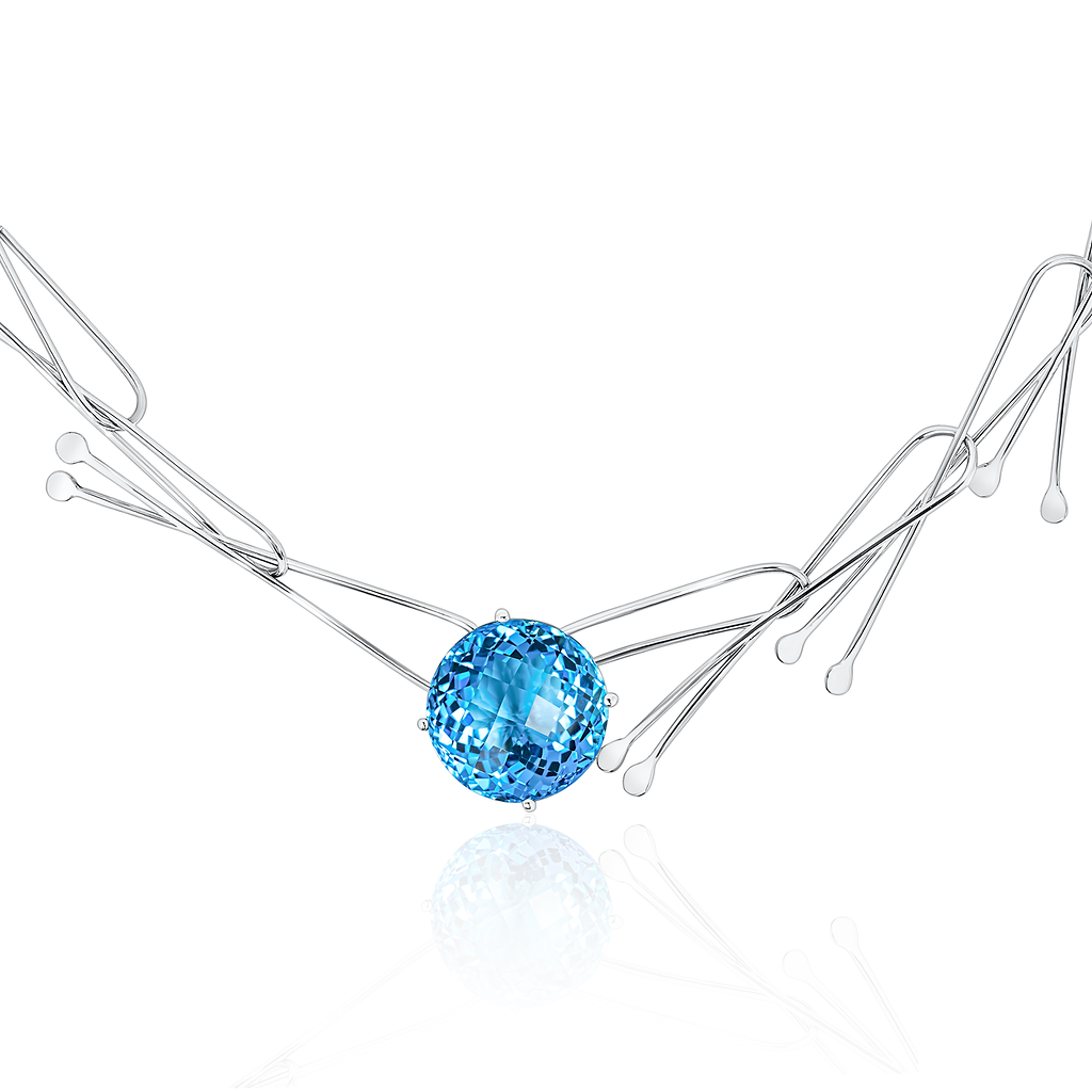 ‘Y Fenai’ Swiss Blue Topaz and Sterling Silver Necklace