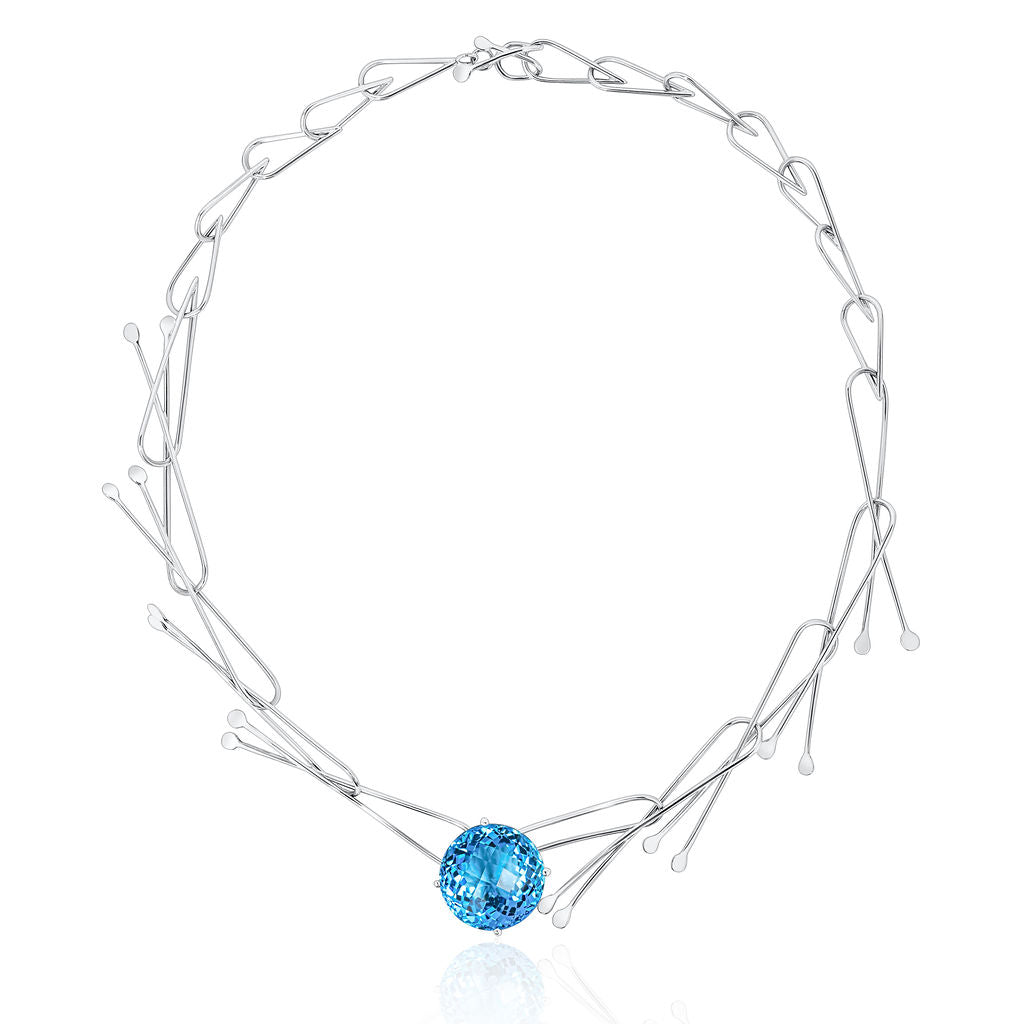 ‘Y Fenai’ Swiss Blue Topaz and Sterling Silver Necklace