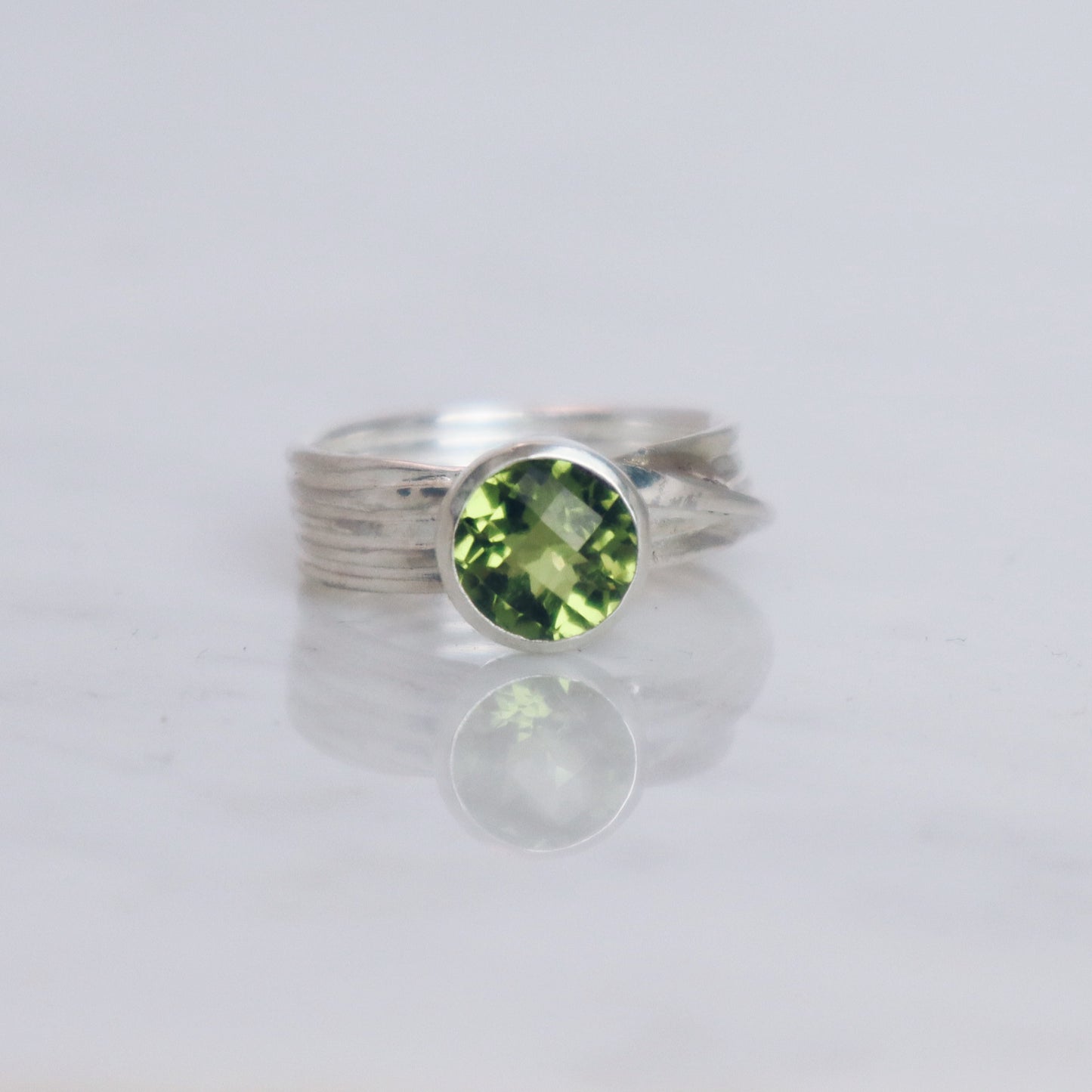 Peridot Silver Wrapped Ring