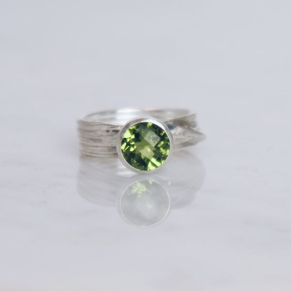 Peridot Silver Wrapped Ring