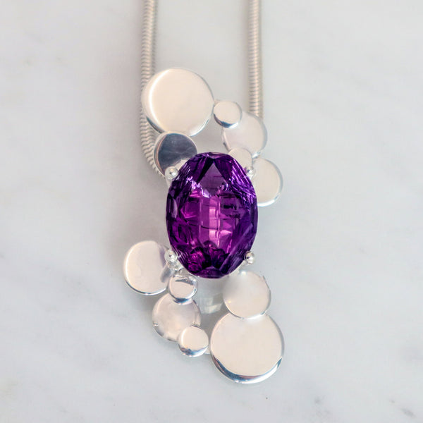 Amethyst Silver Puddle Pendant