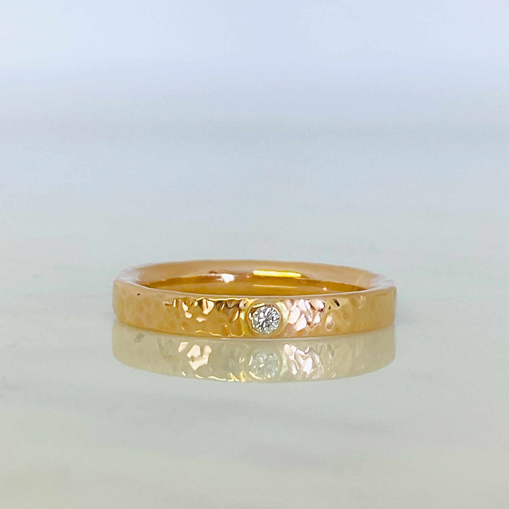 Rose Gold Diamond Dimpled Wedding Ring