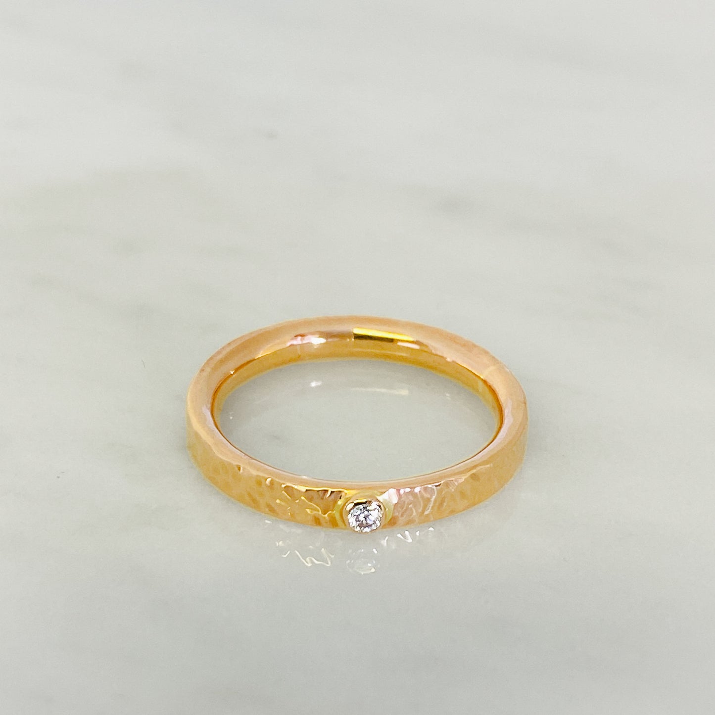 Rose Gold Diamond Dimpled Wedding Ring