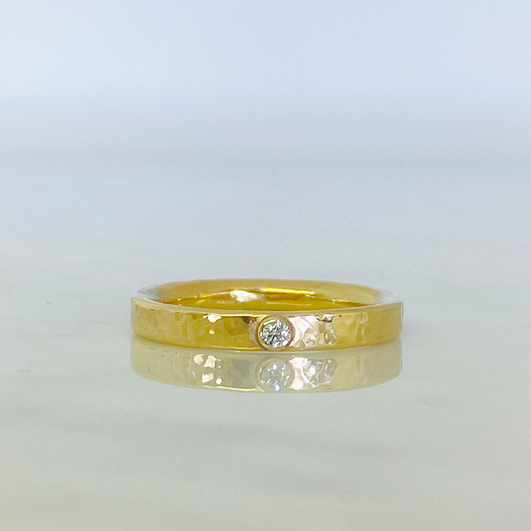 Gold Diamond Dimpled Wedding Ring
