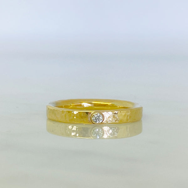 Gold Diamond Dimpled Wedding Ring