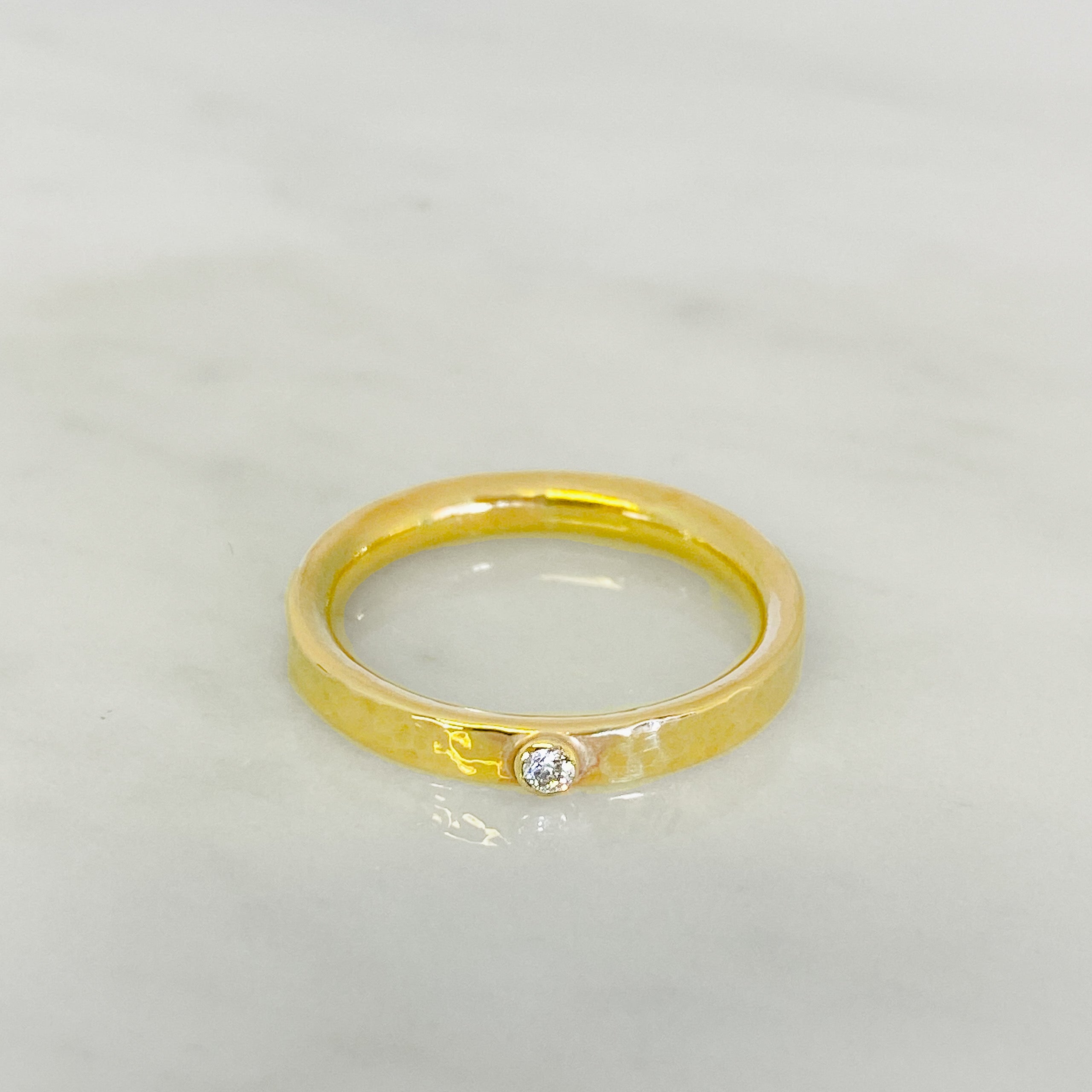 Gold Diamond Dimpled Wedding Ring