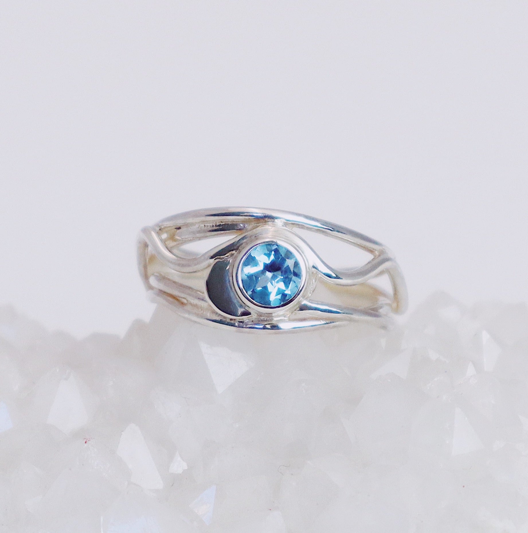 Tidal Ring with Blue Topaz #2