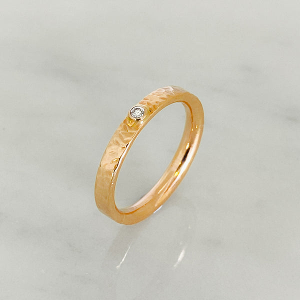 Rose Gold Diamond Dimpled Wedding Ring
