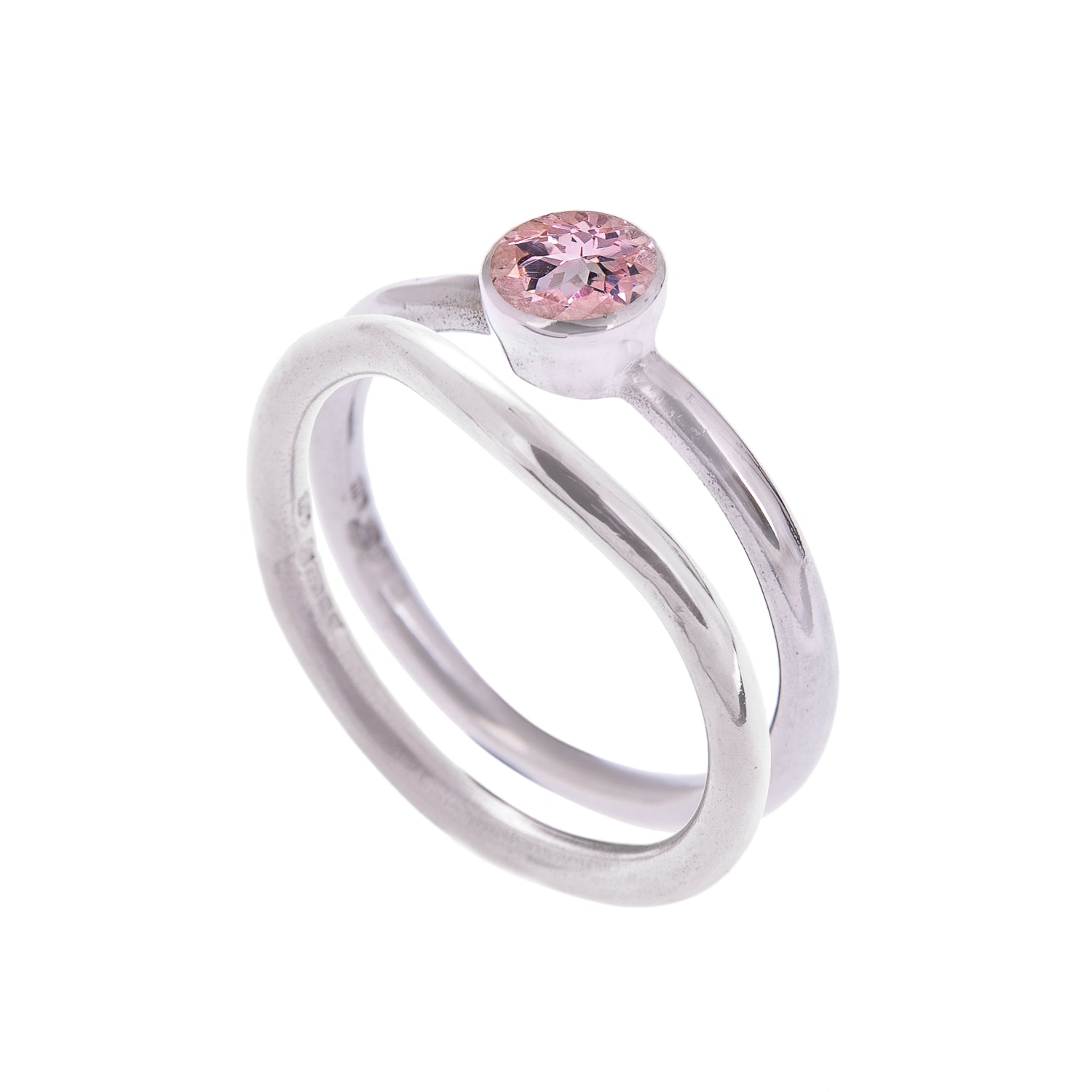 Silver with Morganite Nestle Ring