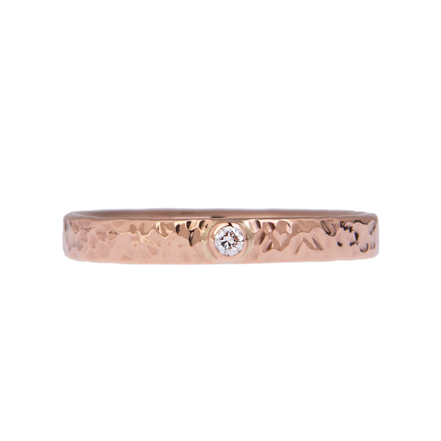 Rose Gold Diamond Dimpled Wedding Ring