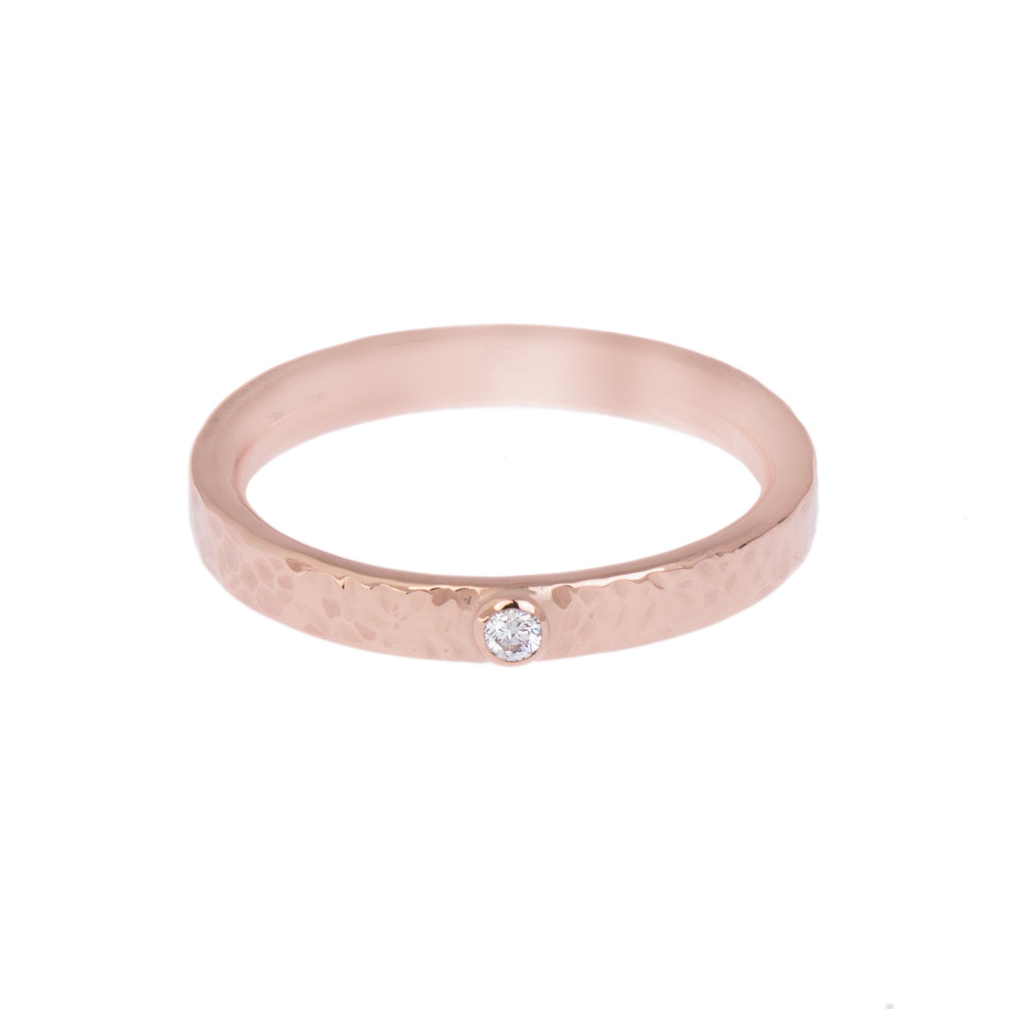Rose Gold Diamond Dimpled Wedding Ring