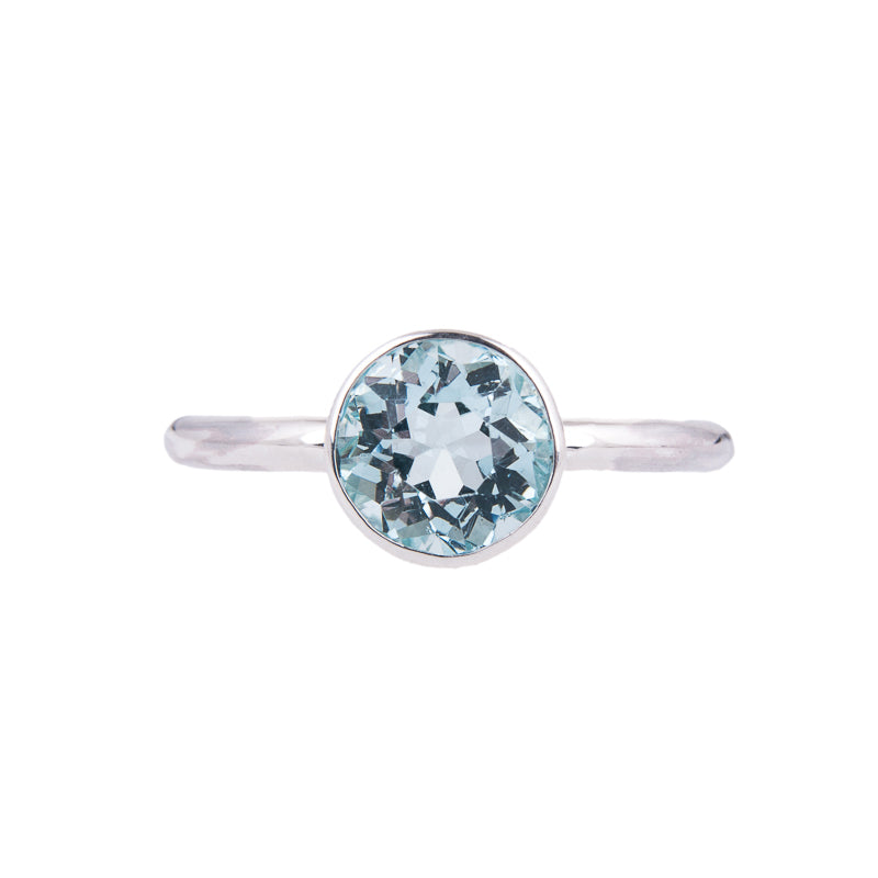 Silver with Aquamarine Nestle Engagement Ring