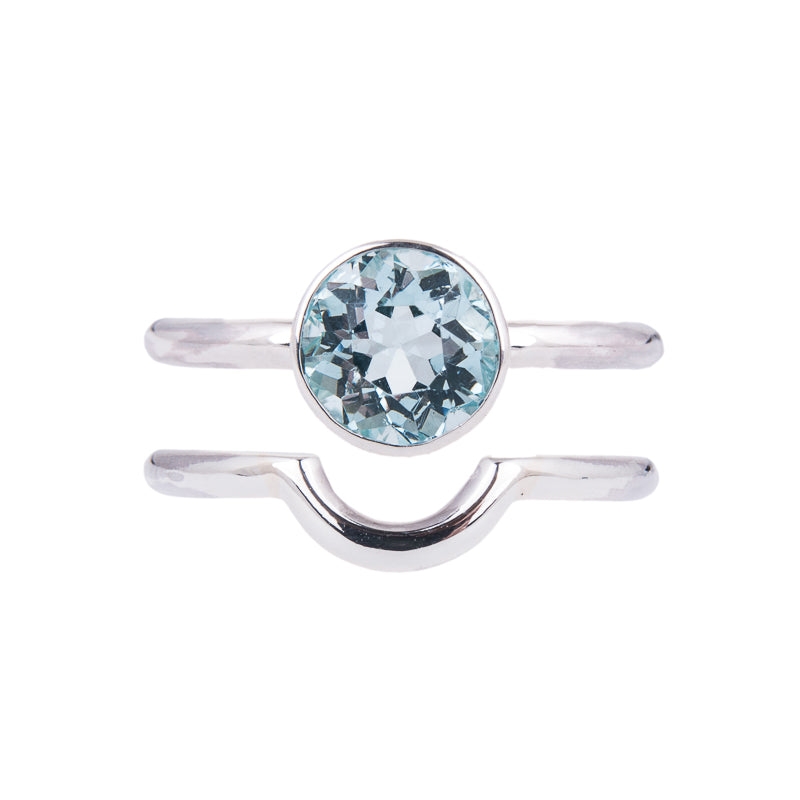Platinum with Aquamarine Nestle Engagement Ring