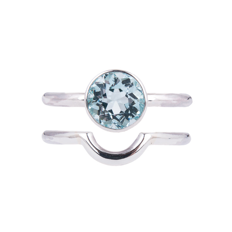 White Gold with Aquamarine Nestle Engagement Ring