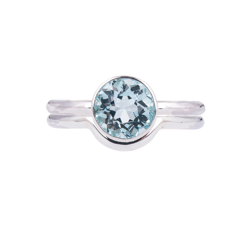 White Gold with Aquamarine Nestle Engagement Ring