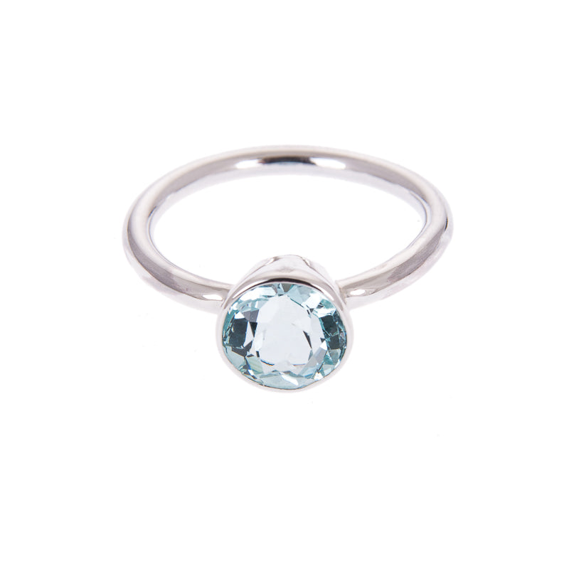 Silver with Aquamarine Nestle Engagement Ring
