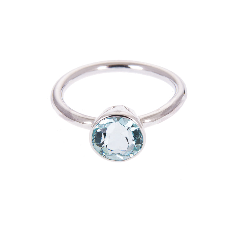 Platinum with Aquamarine Nestle Engagement Ring