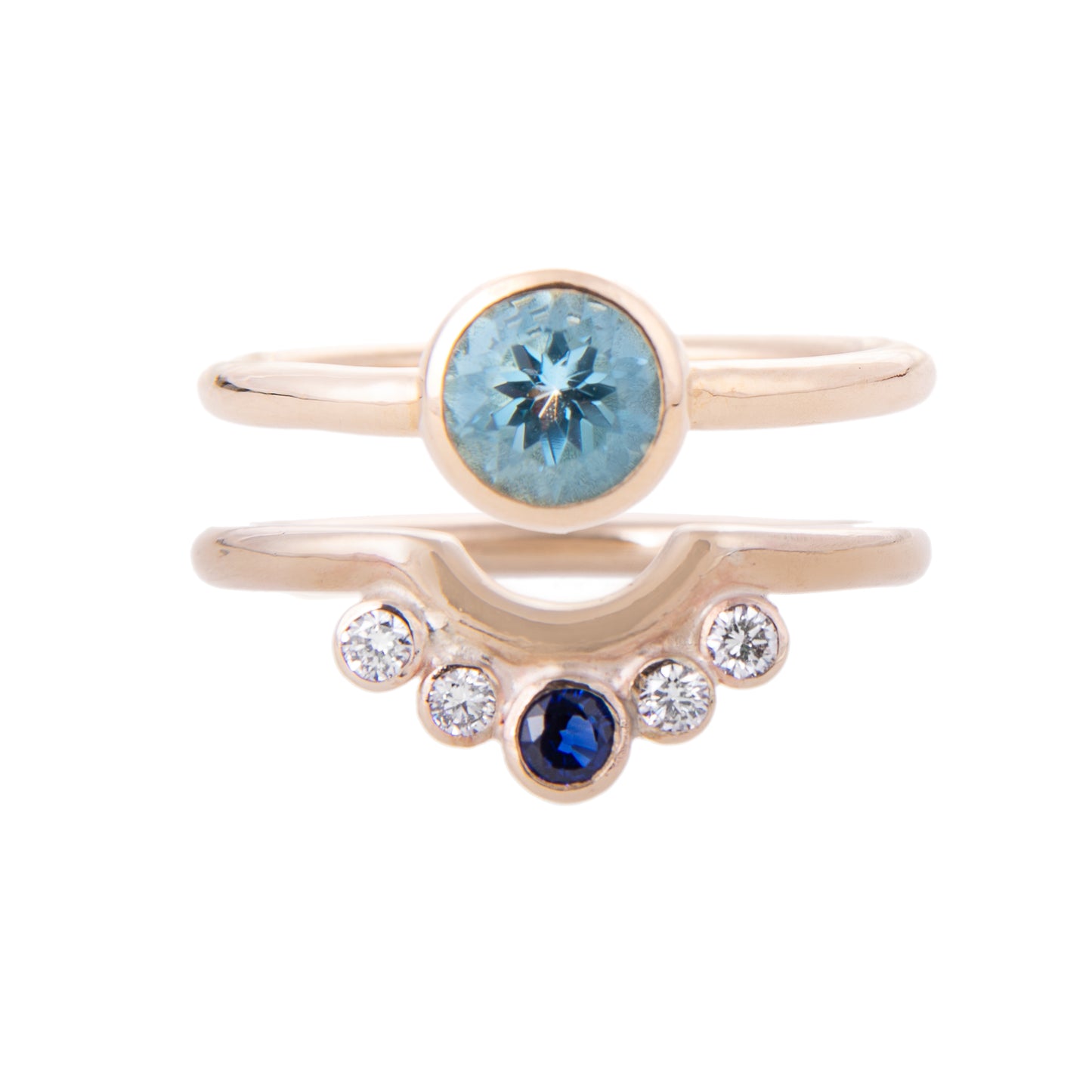 Gold with Aquamarine Nestle Engagement Ring