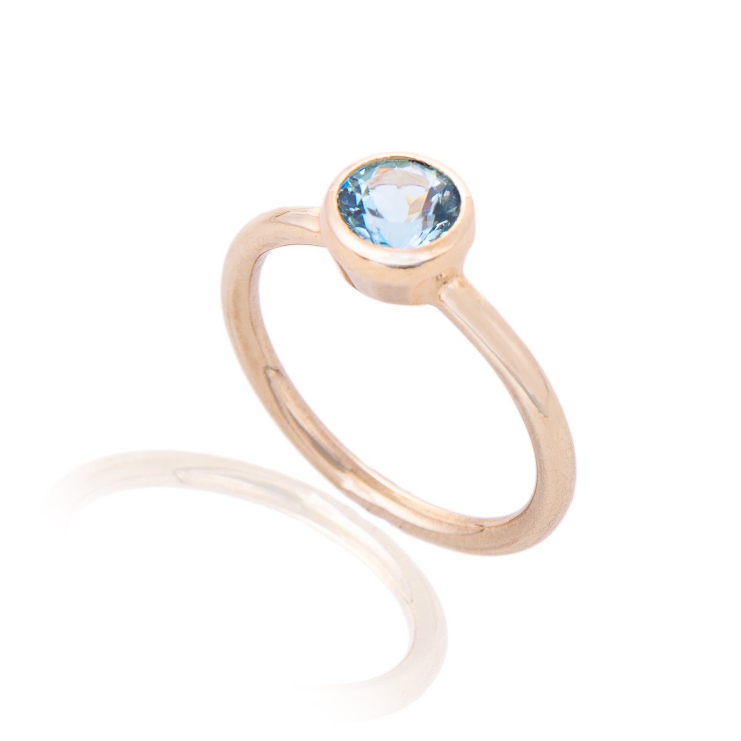 Gold with Aquamarine Nestle Engagement Ring