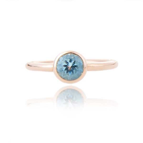 Gold with Aquamarine Nestle Engagement Ring