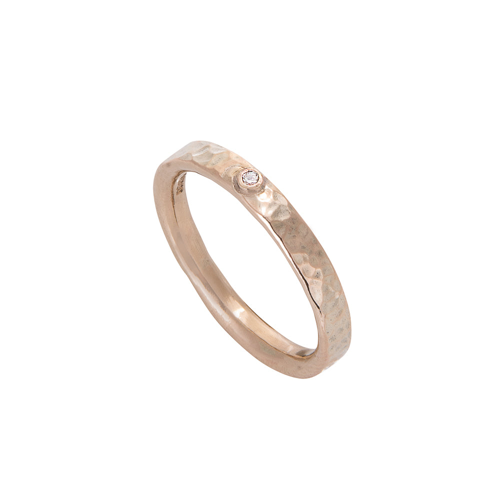 Gold Diamond Dimpled Wedding Ring
