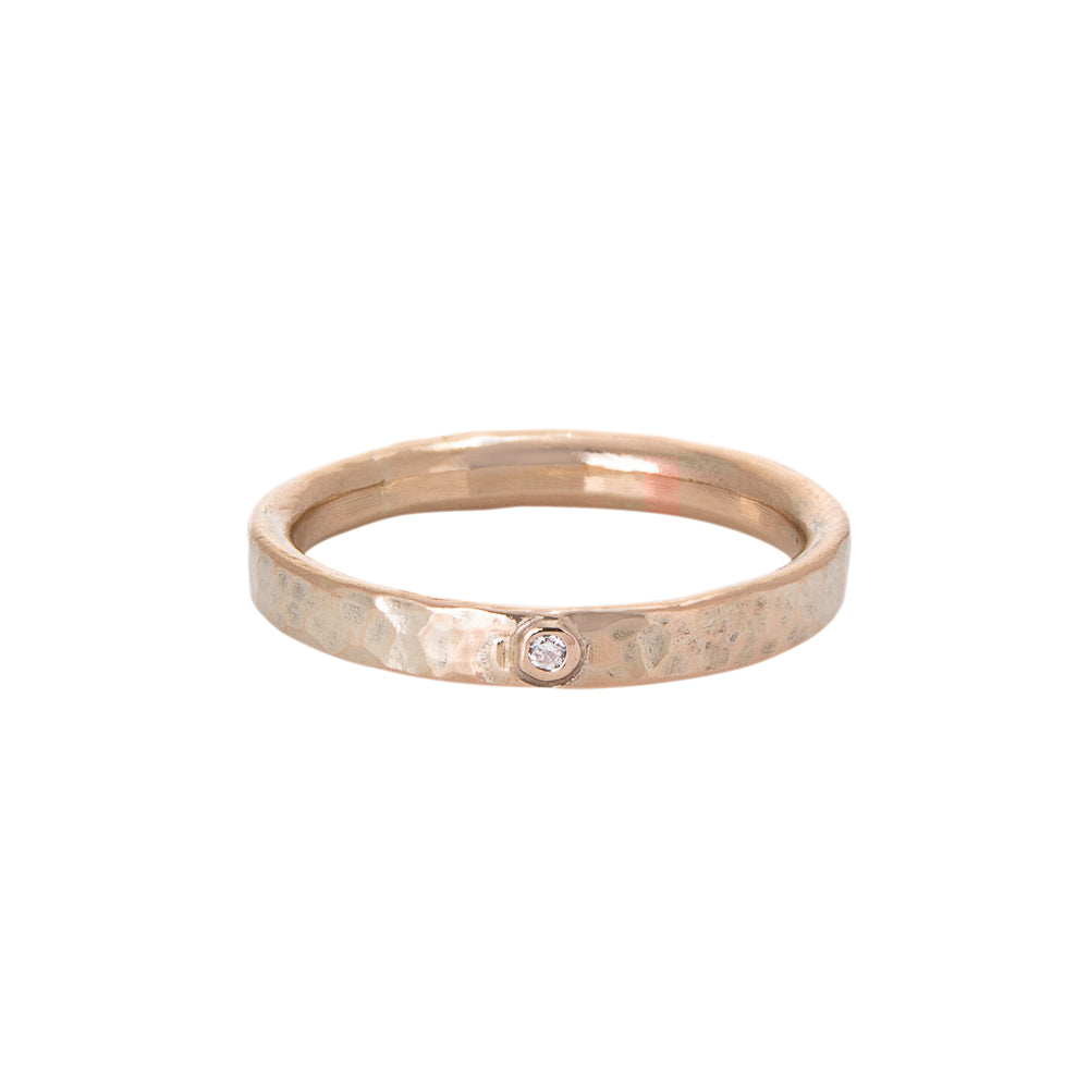 Gold Diamond Dimpled Wedding Ring