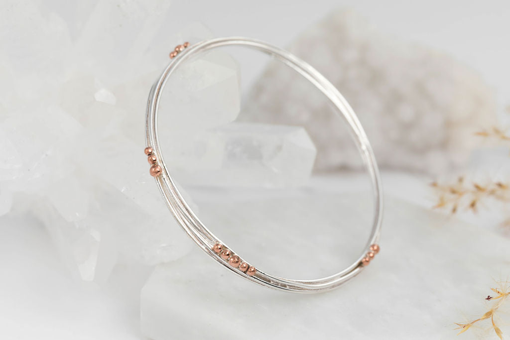 Silver Wrapped Bracelet with Copper