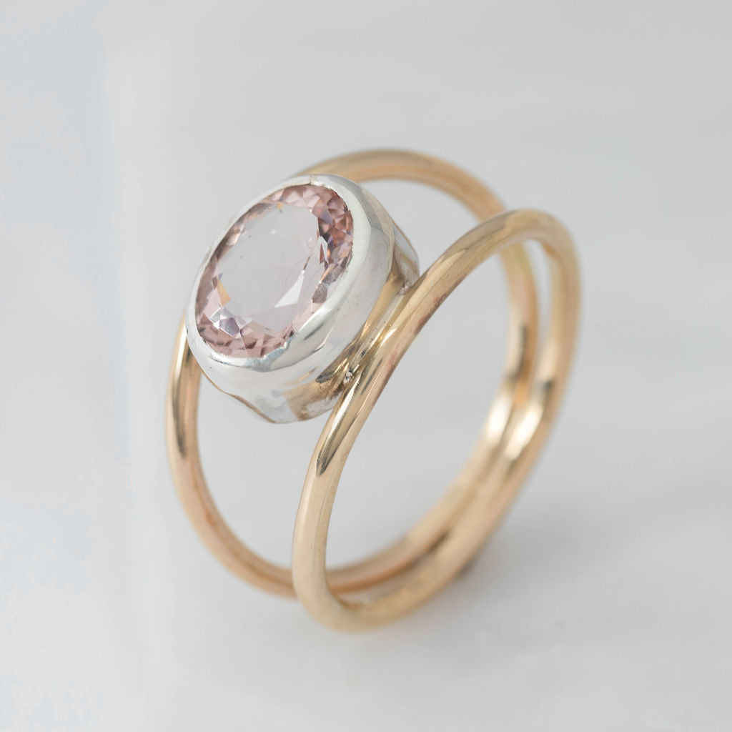 Morganite and Gold Split Ring