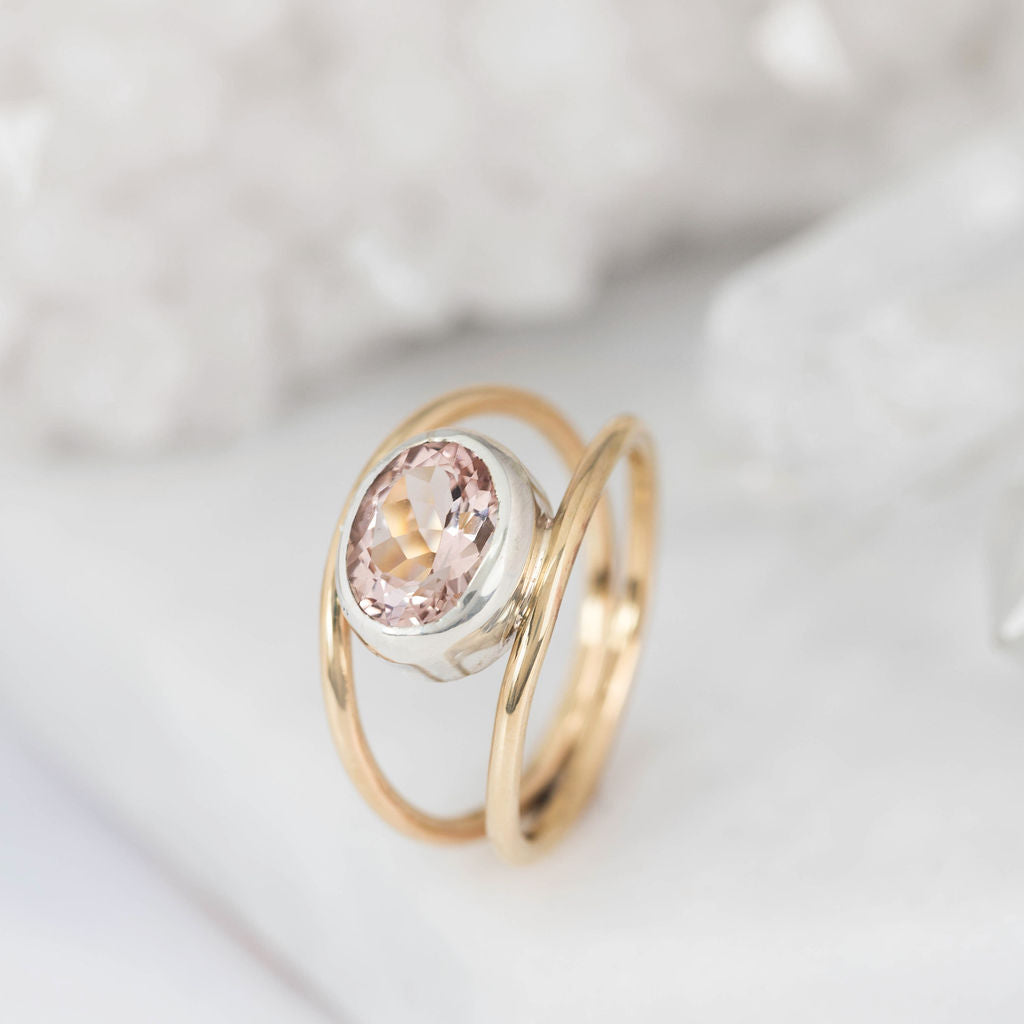 Morganite and Gold Split Ring
