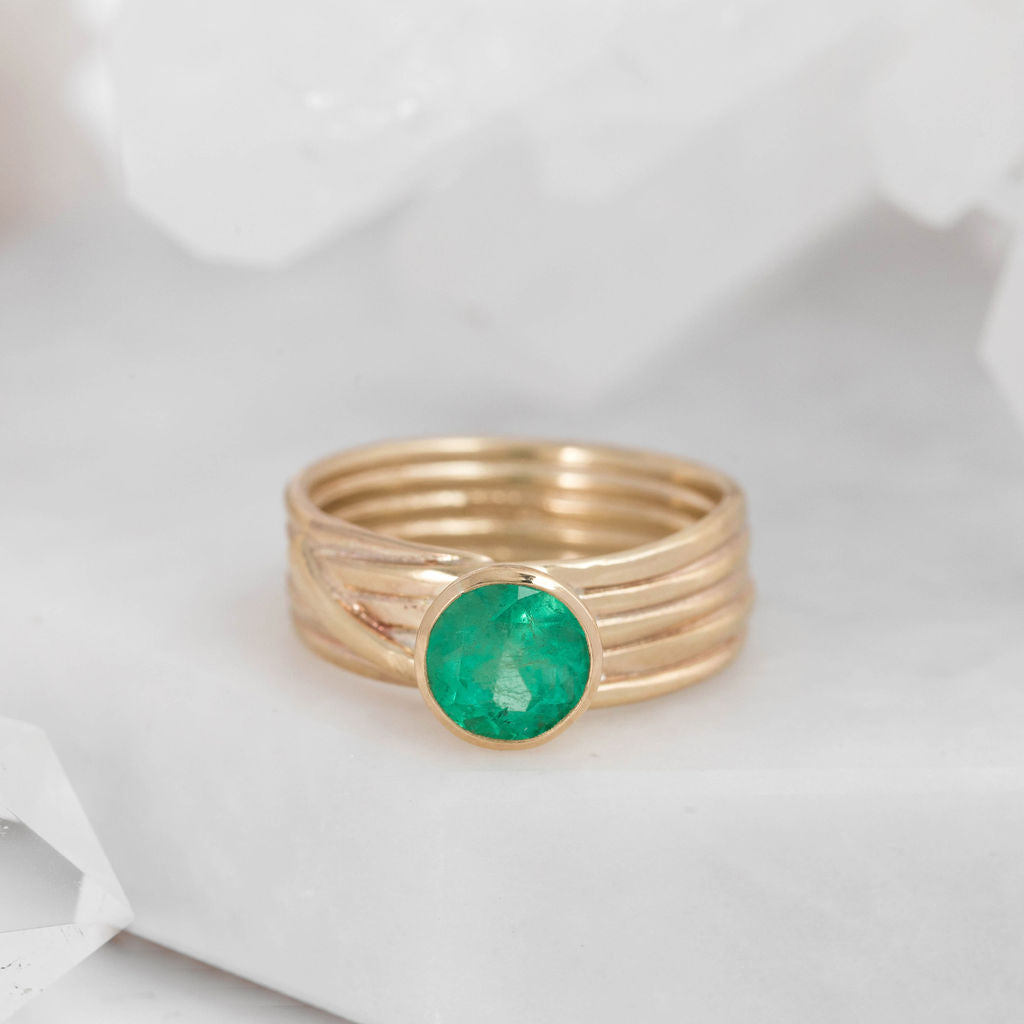 Gold Wrapped Ring with Emerald