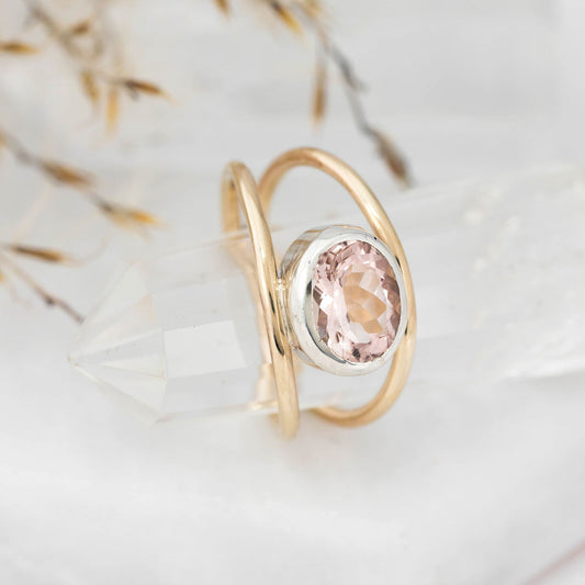 Morganite and Gold Split Ring
