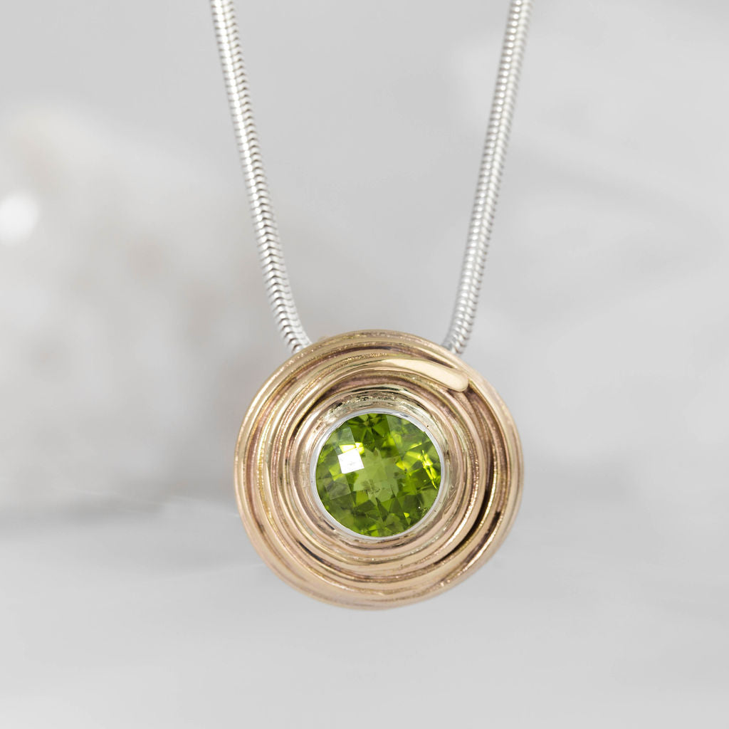 Togetherness Peridot and Gold Wrapped Pendant
