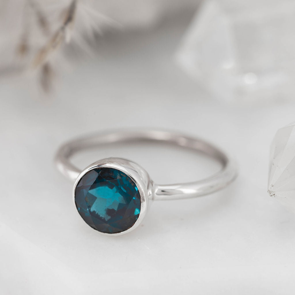 White Gold with London Blue Topaz Nestle Ring