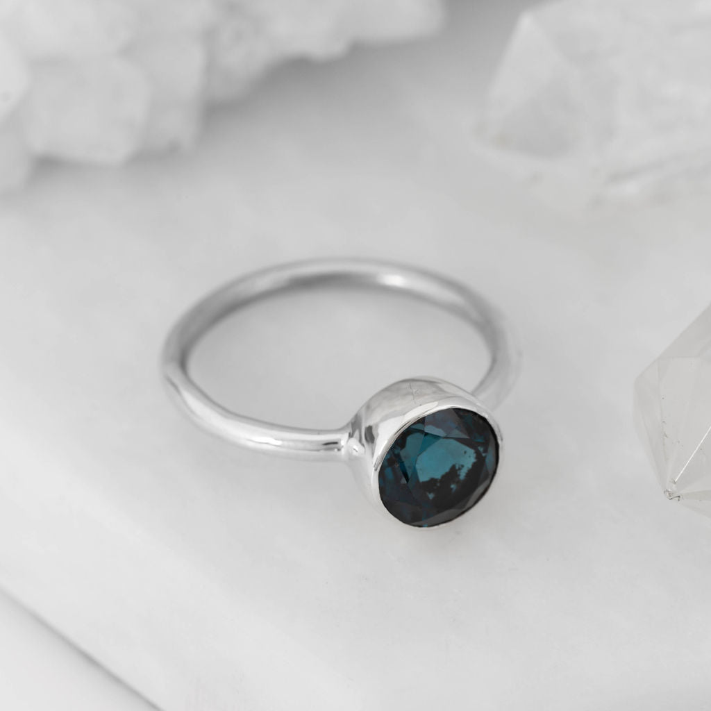 White Gold with London Blue Topaz Nestle Ring