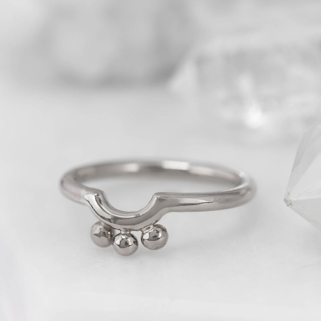 Silver Triple Granulation Nestling Wedding Ring
